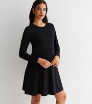 New Look Maternity Black Long Sleeve Nursing Skater Dress